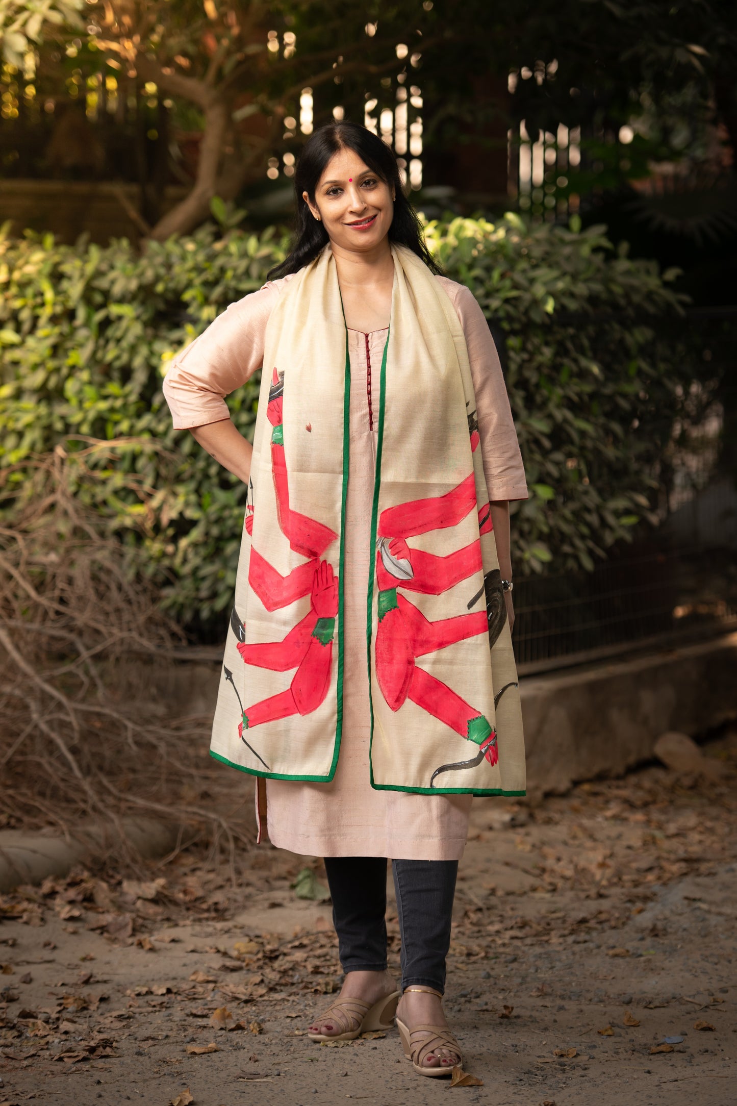 Hand-Painted Designer Dupatta – Wearable Art Inspired by Tradition