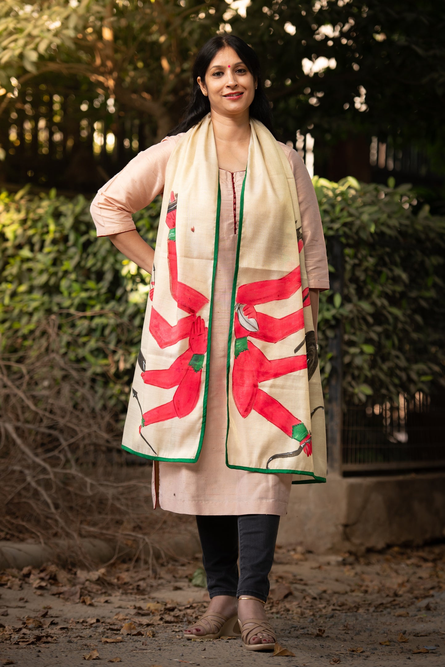 Hand-Painted Designer Dupatta – Wearable Art Inspired by Tradition