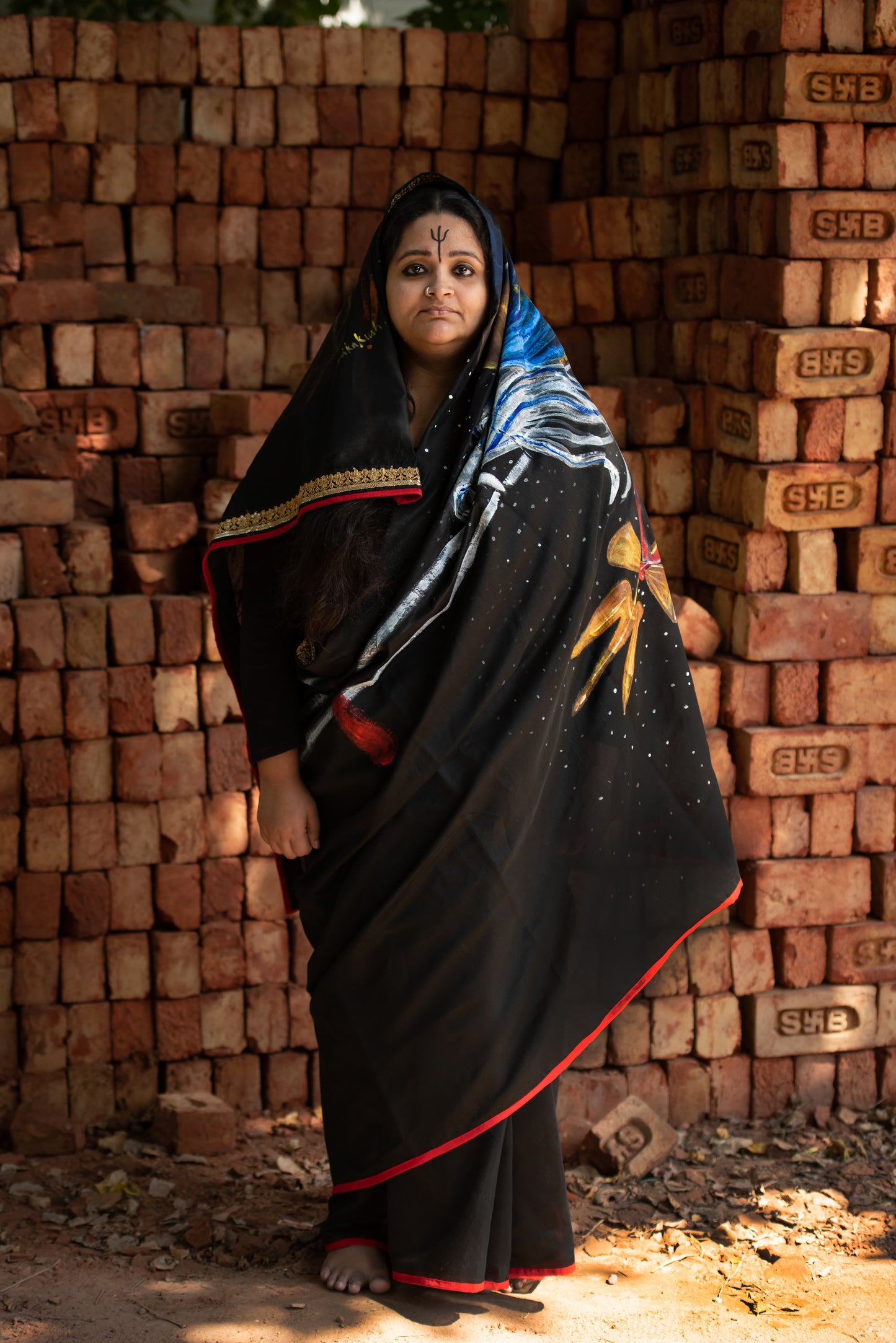 Hand-Painted Shiva Tandava Saree – A Canvas of Cosmic Dance