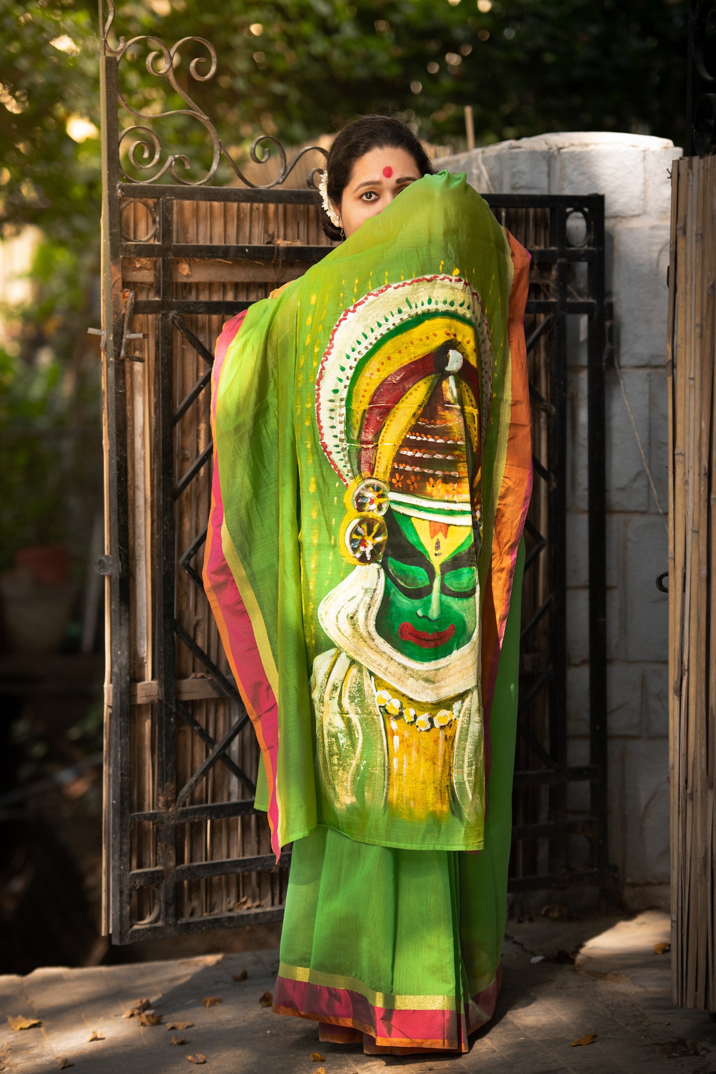 Hand-Painted Kathakali Saree – A Cultural Masterpiece