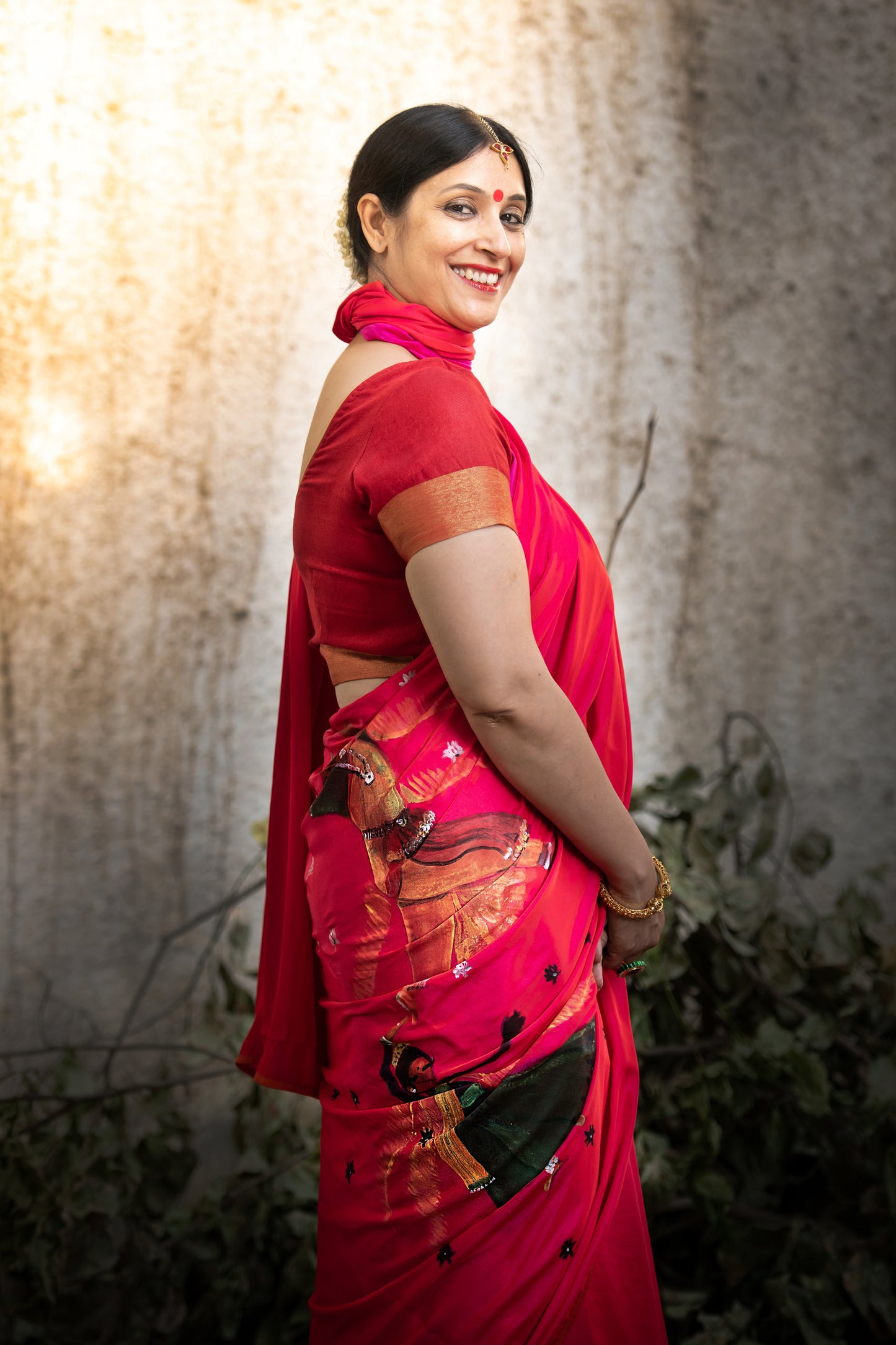 Hand-Painted Rajasthani Folk Dance Saree – A Celebration of Tradition