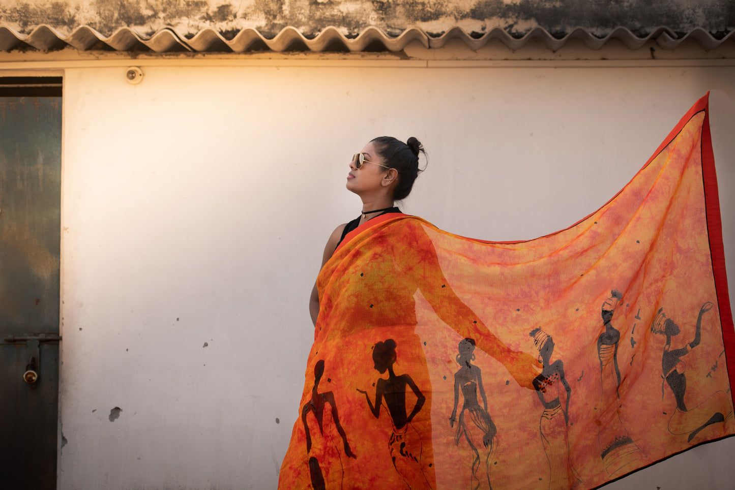 Tribal Muse Hand-Painted Saree – A Celebration of Heritage and Rhythm