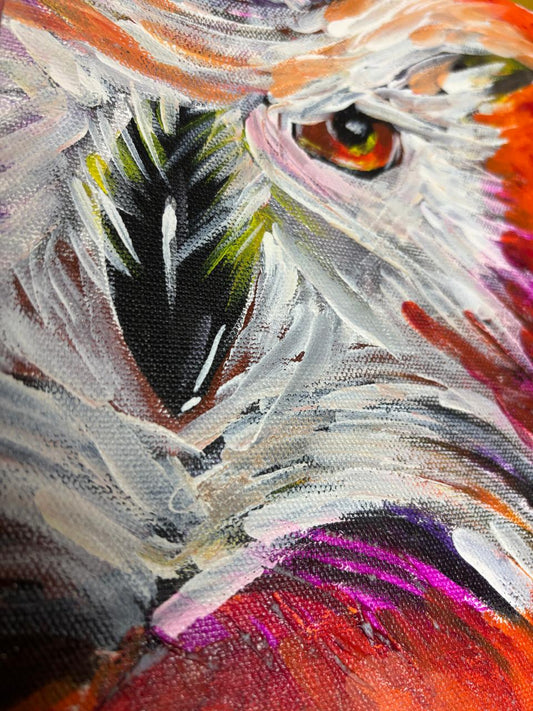 "Fierce Gaze" – Acrylic Owl Portrait on Canvas