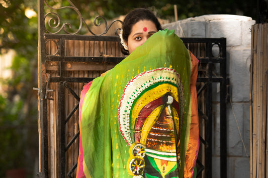 Hand-Painted Kathakali Saree – A Cultural Masterpiece