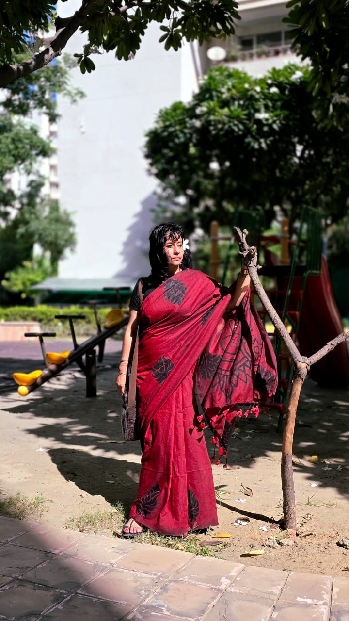 Durga Line Art Sari