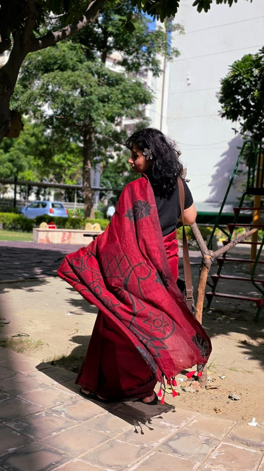 Durga Line Art Sari