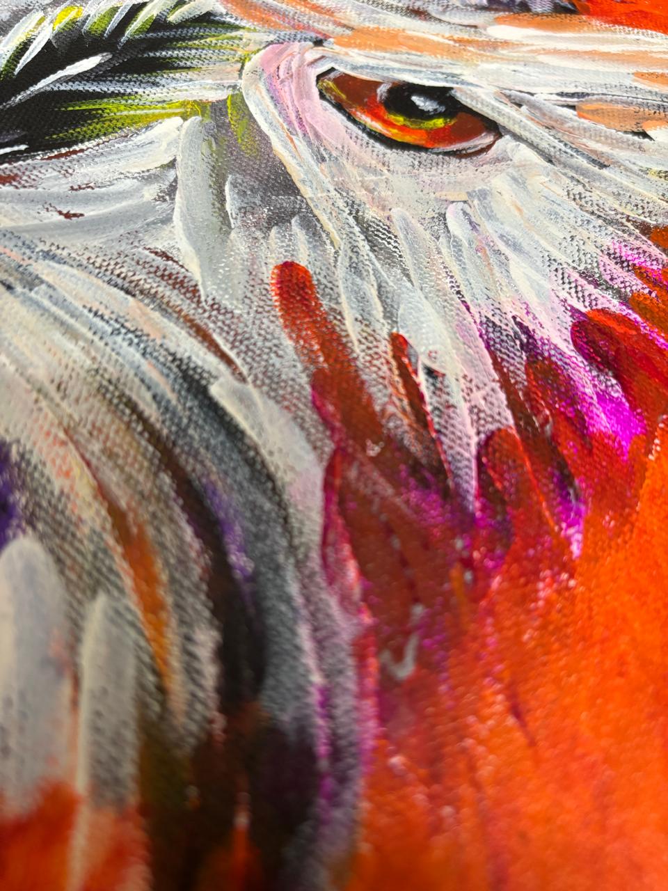 "Fierce Gaze" – Acrylic Owl Portrait on Canvas